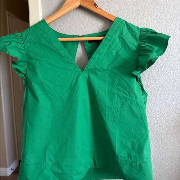 Mark New York Green Puff Sleeve Ruffled Blouse - Picture 1 of 11